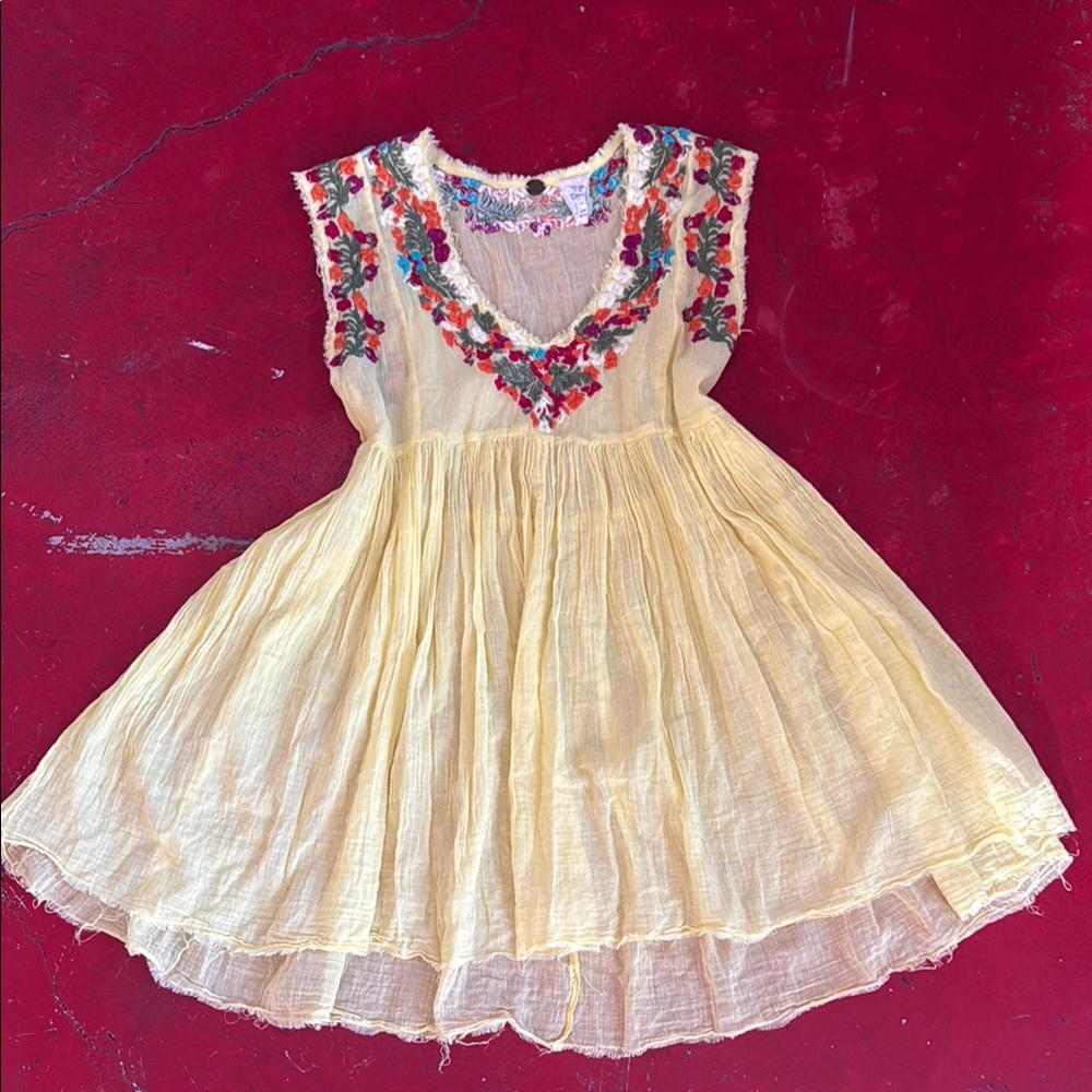 Free People yellow  Tiered Ruffled Sundress